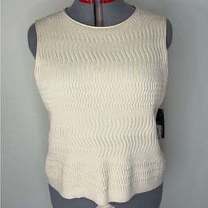 NWT Worthington Tank Top Blouse Womens 2X Cream Knit Sleeveless Crew Neck Spring